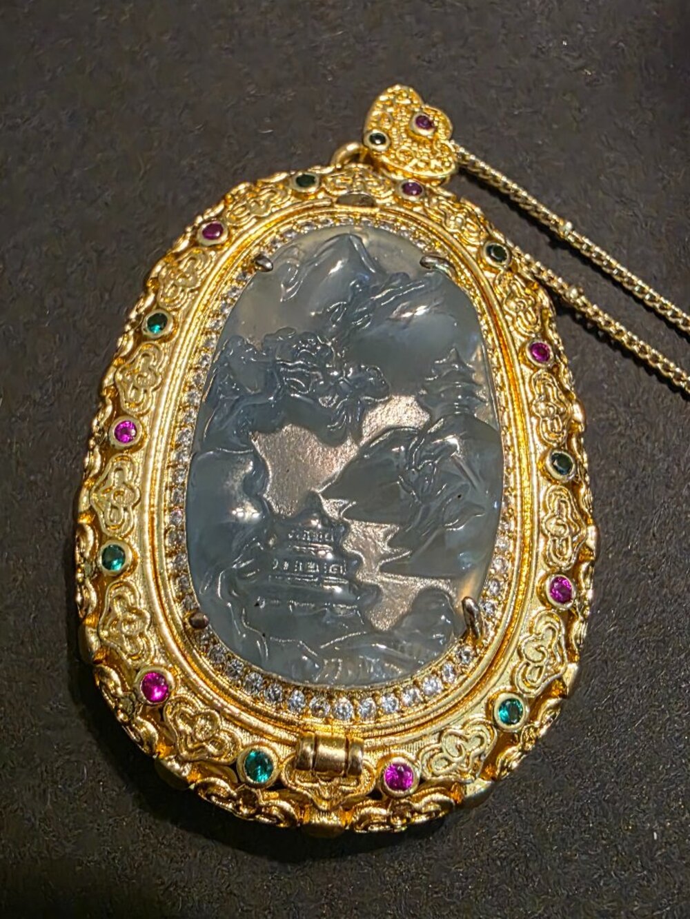 Natural locket of Blue Water Jade